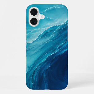 Funda Para iPhone 16 Plus Flujo de Océano Turquesa de Lujo