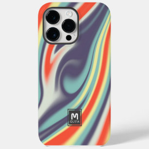 Funda Para iPhone 14 Pro Max Flujo de pintura abstracta colores pastel monogram