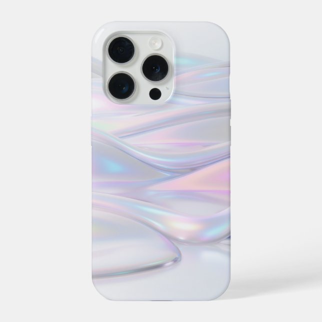 Funda Para iPhone Flujo Líquido Holográfico Perla Irisada de Lujo (Reverso )