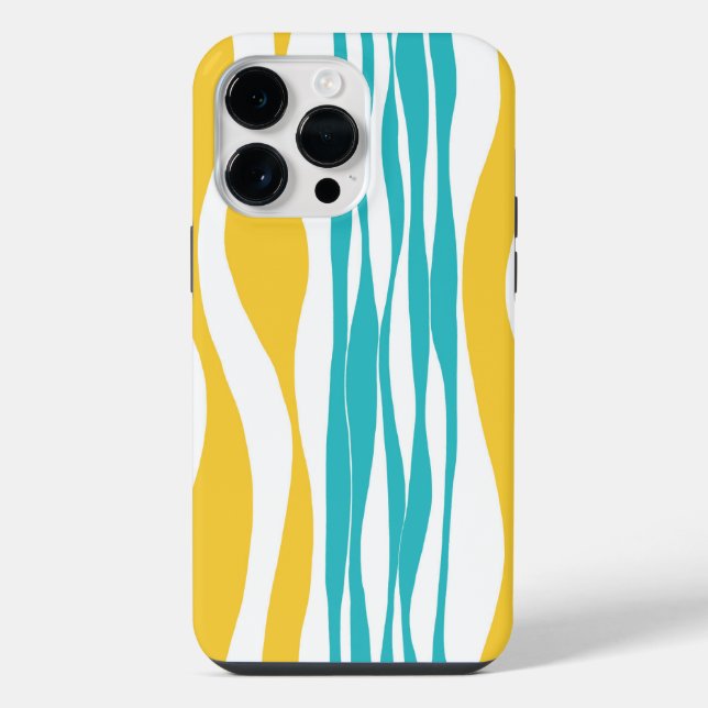 Funda Para iPhone Flujo y reflujo - Turquesa y amarillo (Reverso )