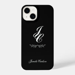 Funda Para iPhone 14 follaje gráfico con letras refinadas negro