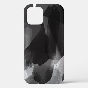 Funda Para iPhone 12 Fondo abstracto pintado en negro y blanco cepillad