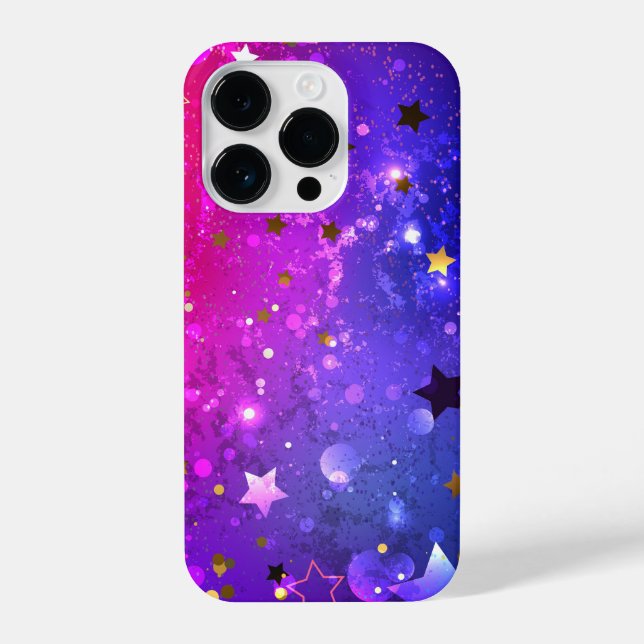 Funda Para iPhone Fondo azul rosa brillante (Reverso )