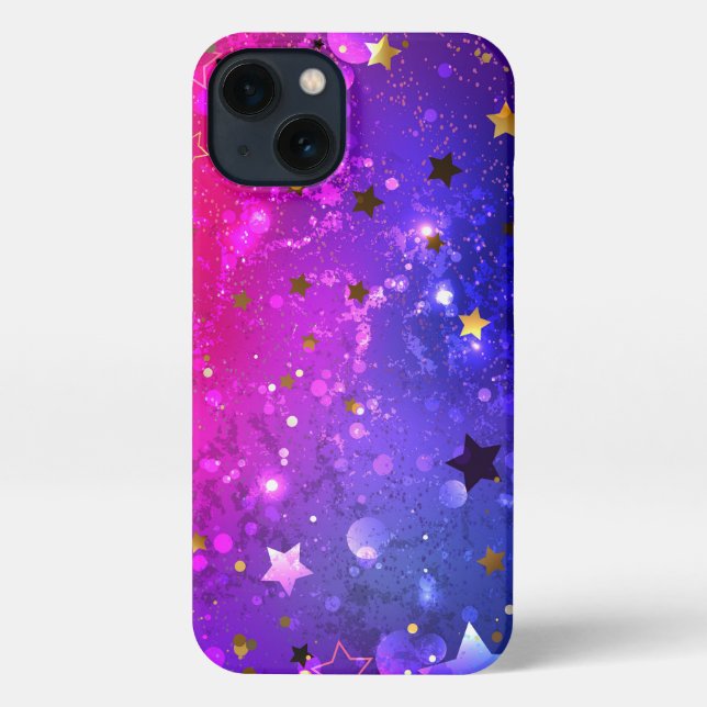 Funda Para iPhone Fondo azul rosa brillante (Reverso )