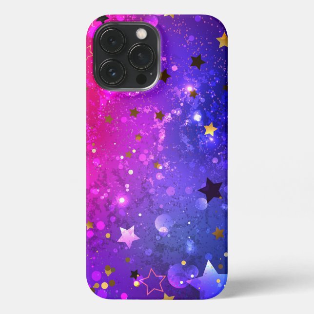 Funda Para iPhone Fondo azul rosa brillante (Reverso )