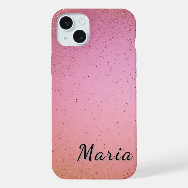 Funda Para iPhone Fondo Brillante Rosa y con Brillo (Reverso )