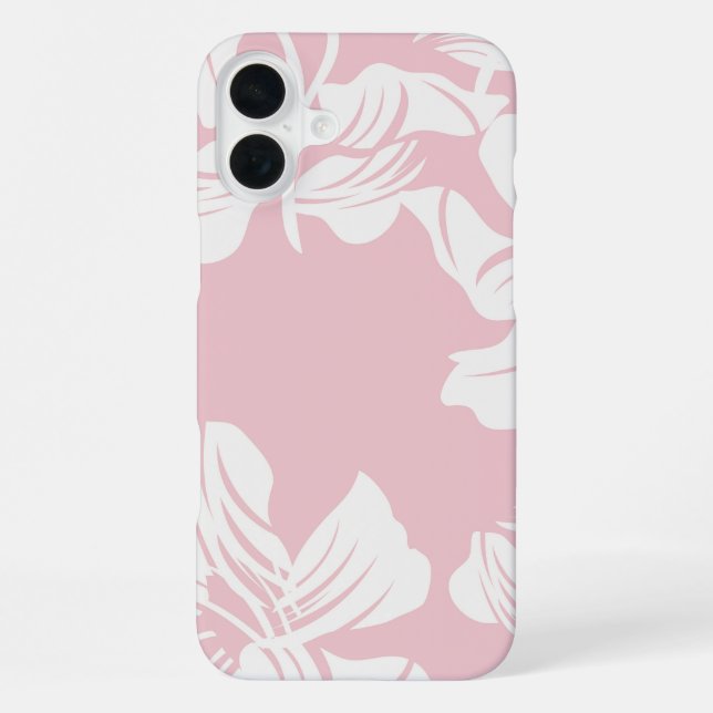 Funda Para iPhone Fondo con estampado floral blanco (Reverso )