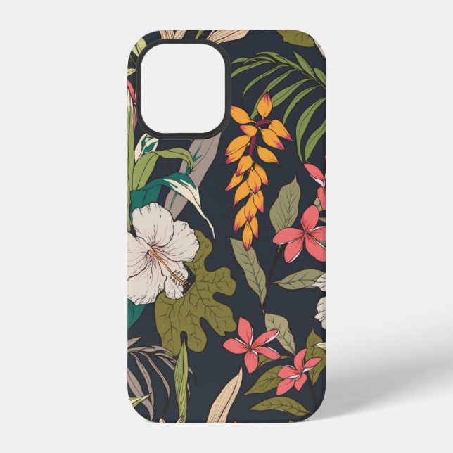 Funda Para iPhone Fondo con patrón de flores tropicales sin costuras (Reverso )