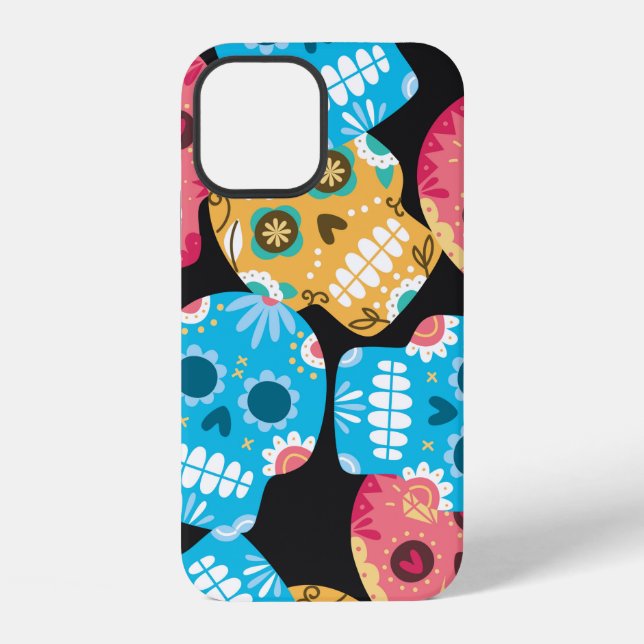 Funda Para iPhone Fondo continuo de cráneos de azúcar (Reverso )