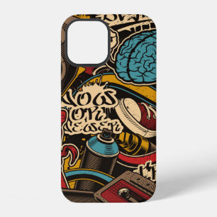 Funda Para iPhone 12 Fondo continuo de grafitis. Patrón continuo colori