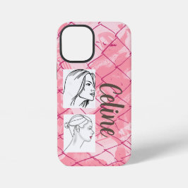 Funda Para iPhone 12 Mini Fondo de cercado de alambre rosa con fotos editabl