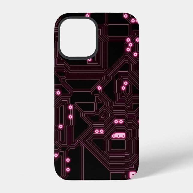 Funda Para iPhone fondo de circuito de microchip rosa,3d,ab (Reverso )