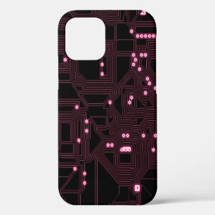 Funda Para iPhone 12 fondo de circuito de microchip rosa,3d,ab
