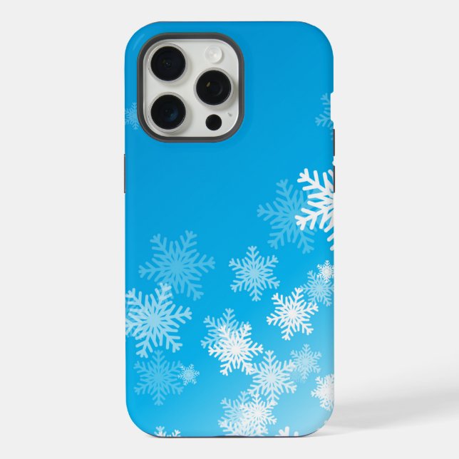 Funda Para iPhone Fondo de copos de nieve de invierno (Reverso )
