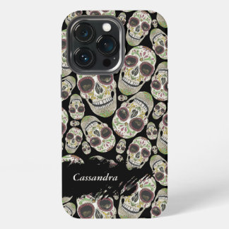 Funda Para iPhone 13 Pro Fondo de cráneos del Día Negro de Muertos