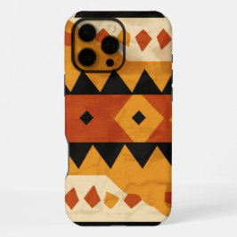Funda Para iPhone 16 Pro Max Fondo de diseño africano en castaño y negro