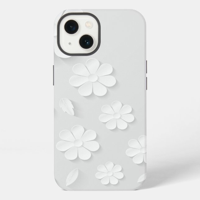Funda Para iPhone fondo-de-flor-de-papel-blanco (Reverso )