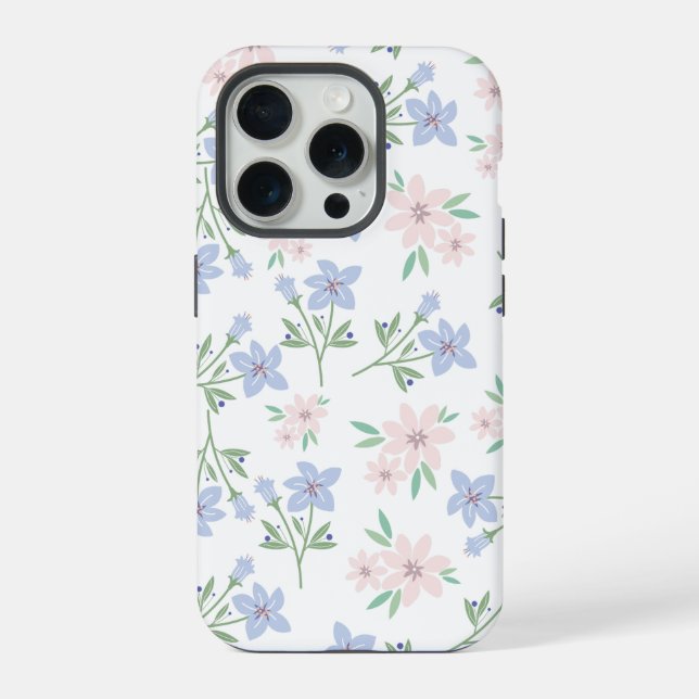 Funda Para iPhone Fondo de flores pastel (Reverso )