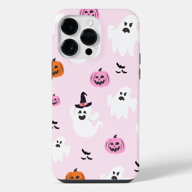 Funda Para iPhone Fondo de Halloween Rosa (Reverso )