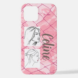 Funda Para iPhone 12 Fondo de la valla de alambre rosa/fotos editables/