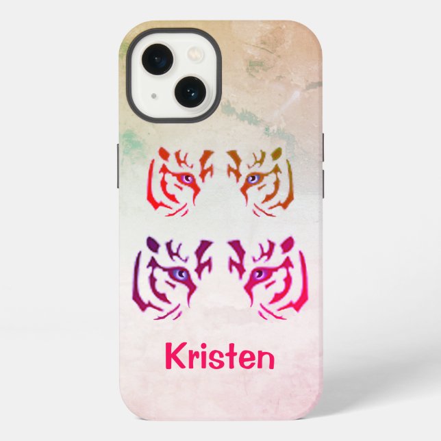 Funda Para iPhone Fondo de mármol de la cara del tigre (Reverso )