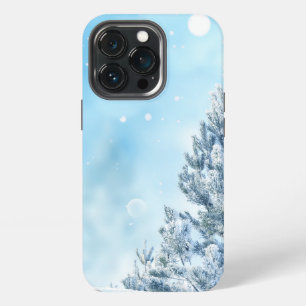 Funda Para iPhone 13 Pro Fondo de Navidad de invierno con nieve cayendo