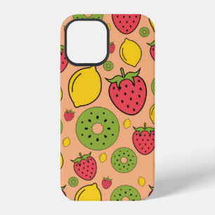 Funda Para iPhone 12 fondo de pantalla de frutas de fresa, limón y kiwi