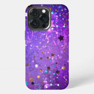 Funda Para iPhone 13 Pro Fondo de papel de aluminio púrpura con estrellas