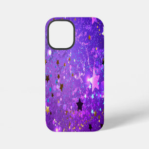 Funda Para iPhone 12 Mini Fondo de papel de aluminio púrpura con estrellas