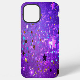 Funda Para iPhone 12 Pro Max Fondo de papel de aluminio púrpura con estrellas