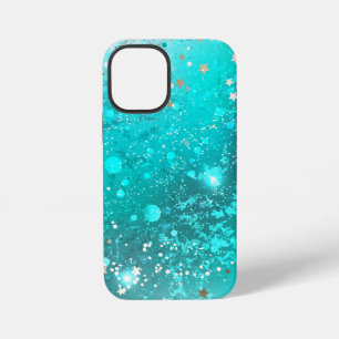 Funda Para iPhone 12 Mini Fondo de papel de aluminio turquesa menta