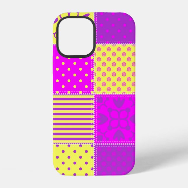 Funda Para iPhone fondo de patchwork con arte de diferentes patrones (Reverso )