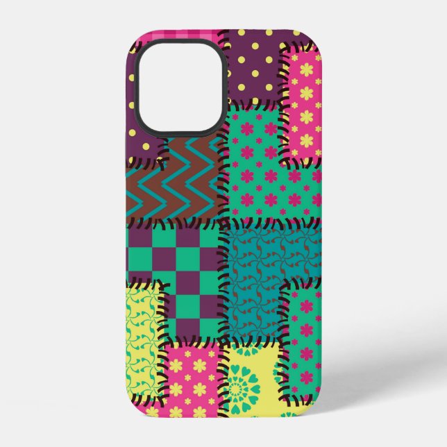 Funda Para iPhone fondo de patchwork con diferentes patrones (Reverso )