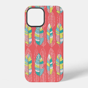 Funda Para iPhone 12 Fondo de patrón de pluma sin costuras. Color inter