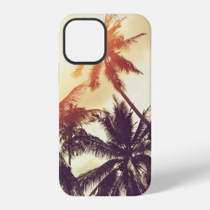 Funda Para iPhone 12 Fondo de playa tropical con siluetas de palmeras