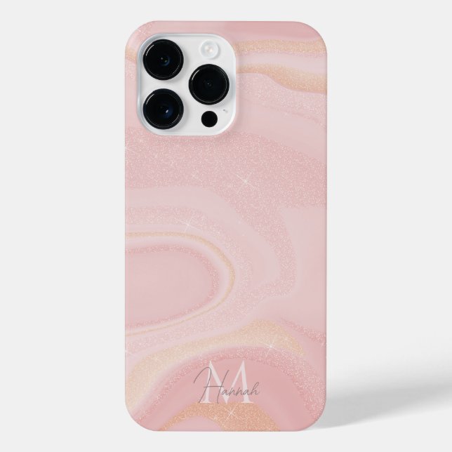 Funda Para iPhone Fondo de Purpurina de oro rosa de mármol moderno (Reverso)