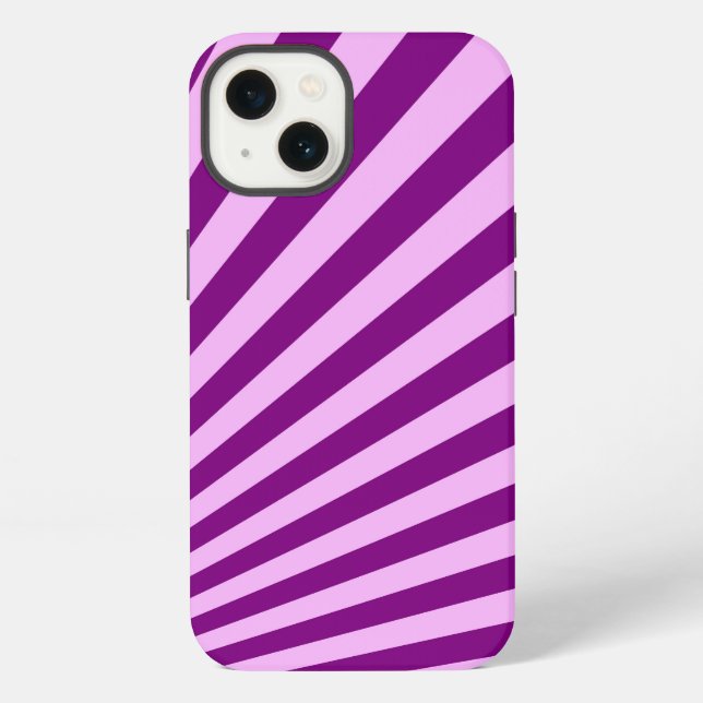 Funda Para iPhone Fondo de rayas moradas de sol (Reverso )