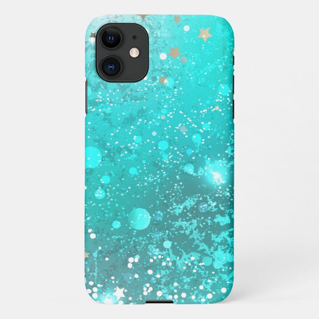 Funda Para iPhone Fondo de Relieve metalizado turquesa de mimbre (Reverso)