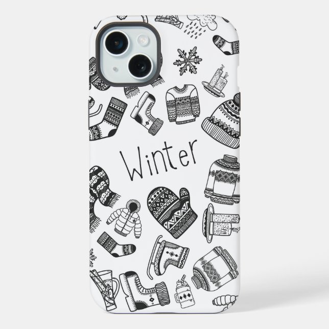 Funda Para iPhone Fondo de tema de invierno esquema para caso de iPh (Reverso )