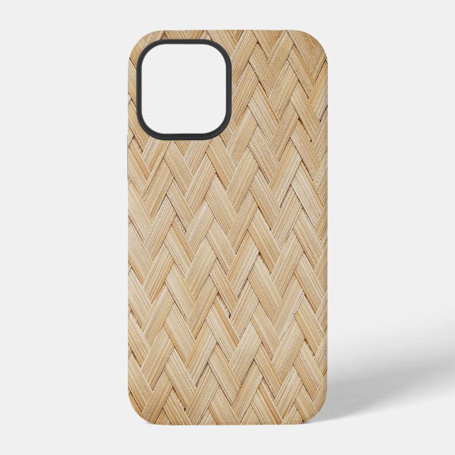 Funda Para iPhone Fondo de textura abstracta de bambú tejido. (Reverso )