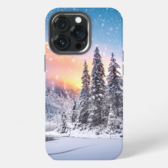 Funda Para iPhone Fondo de vacaciones de Navidad de invierno (Reverso )