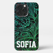 Fondo floral con estuche de teléfono de nombre