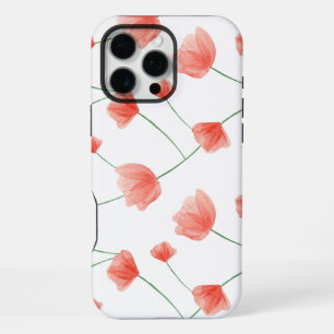 Funda Para iPhone 16 Pro Max Fondo floral de amapolas sin costuras
