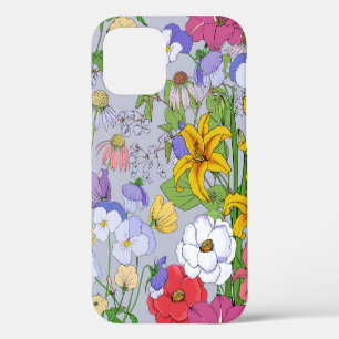 Funda Para iPhone 12 Fondo floral de cosecha ininterrumpida. Lilies, pa