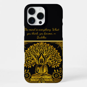 Funda Para iPhone 16 Pro Max Fondo frondoso para Buda dorado