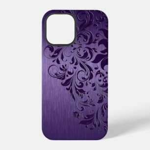 Funda Para iPhone 12 Pro Fondo morado con encaje floral de color morado int
