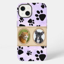 Fondo morado con patas, foto de mascota personaliz