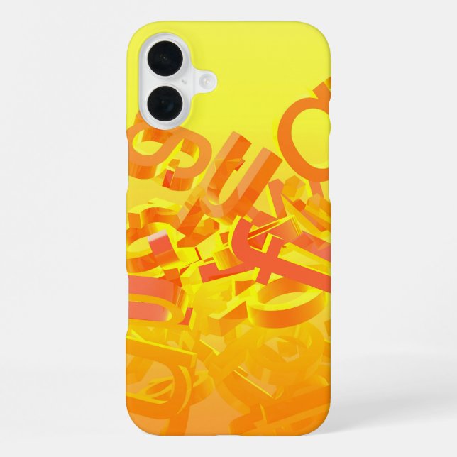 Funda Para iPhone Fondo naranja con letras (Reverso )