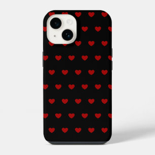 Funda Para iPhone 14 Fondo Negro con Corazones Rojos -