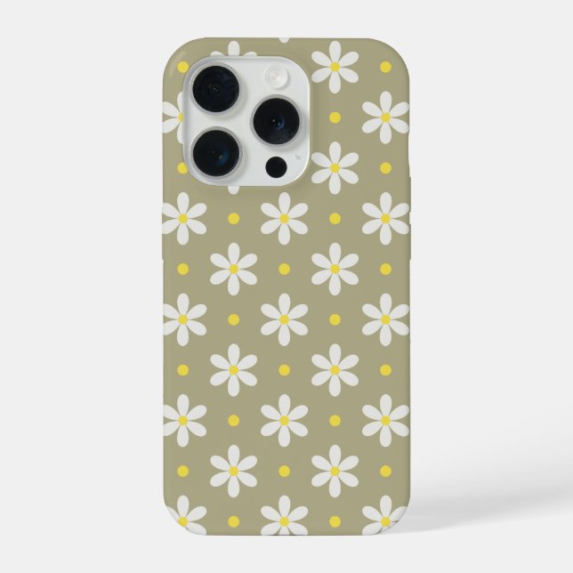 Funda Para iPhone Fondo Personalizado con Patrón de Margaritas Blanc (Reverso )
